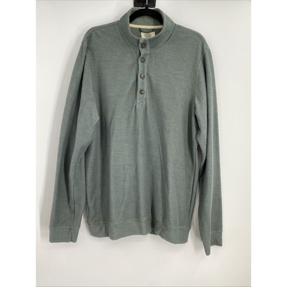 Marine Layer Buttown Down Henley Sweater Men Large Heavyweight Outdoor 680